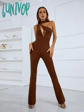 Lunivop Women Summer Style Sexy One Shoulder Key Hole Bodycon Bandage Jumpsuit High Street Rompers